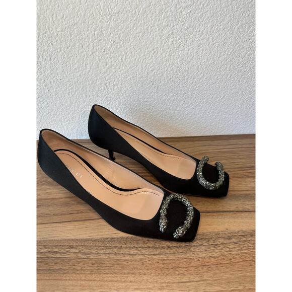 Gucci Black Satin Dionysus Crystal Pumps – Size 36 - Picture 1 of 4